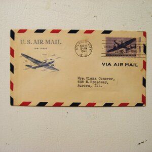 U.S. Air mail stamp and envelope dated 8-15-1941 10 cent stamp